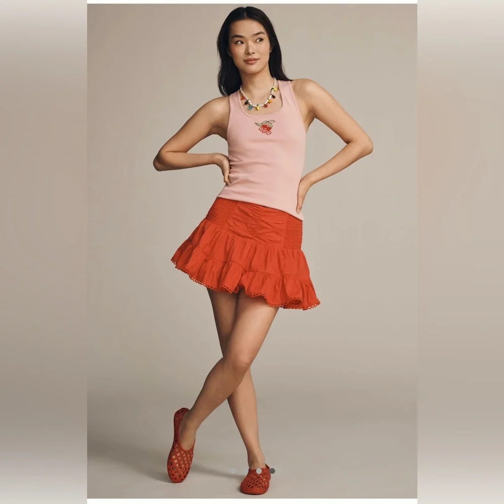Anthropologie Maeve Flirty Tiered Mini Skirt Size L - Picture 8 of 8